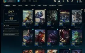 Conta platina 4 com 270 skins e 153 champs
