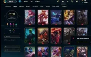 Conta platina 4 com 270 skins e 153 champs
