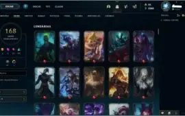 CONTA LEAGUE OF LEGENDS OURO 1, 168 SKINS 5 ULTIMATE.