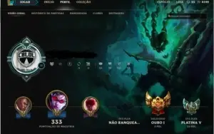 Conta LOL - Ouro 1 [Duo/solo MMR ALTO] Platina 5 [Flex]