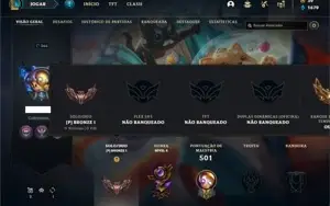 Conta bronze 1 com TODOS os champs e 250 Skins + 4 Miticas