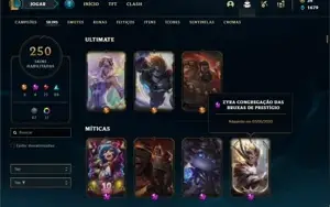 Conta bronze 1 com TODOS os champs e 250 Skins + 4 Miticas