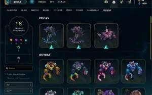 Conta bronze 1 com TODOS os champs e 250 Skins + 4 Miticas