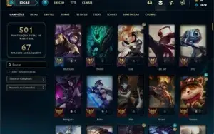Conta bronze 1 com TODOS os champs e 250 Skins + 4 Miticas