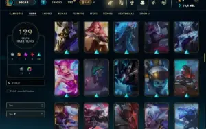 Ouro 3 com todos os campeões e 129 Skins
