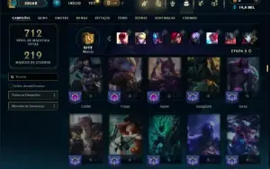 Ouro 3 com todos os campeões e 129 Skins