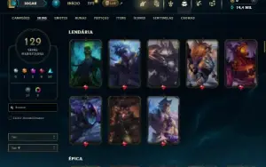 Ouro 3 com todos os campeões e 129 Skins