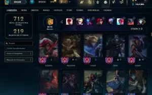 Ouro 3 com todos os campeões e 129 Skins
