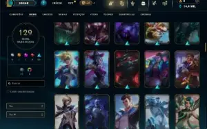 Ouro 3 com todos os campeões e 129 Skins