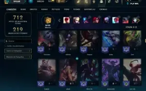 Ouro 3 com todos os campeões e 129 Skins