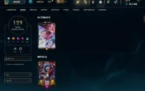 Ouro 3 com todos os campeões e 129 Skins