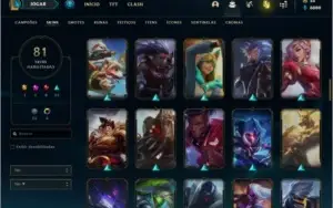 Conta prata 1 com 81 skins e 140 champs