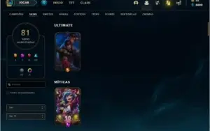Conta prata 1 com 81 skins e 140 champs