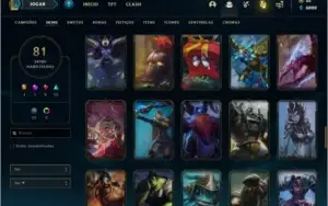 Conta prata 1 com 81 skins e 140 champs