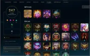 Conta LEGUE OF LEGENDS 120 Skins, 100 Emotes, 247 Ícones