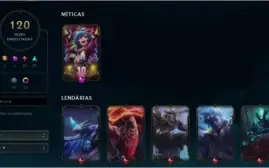Conta LEGUE OF LEGENDS 120 Skins, 100 Emotes, 247 Ícones