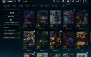 Conta Unranked com 55 Champs e 14 Skins + 2 Fragmentos