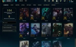 Conta Unranked com 55 Champs e 14 Skins + 2 Fragmentos