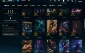 Conta Unranked com 55 Champs e 14 Skins + 2 Fragmentos