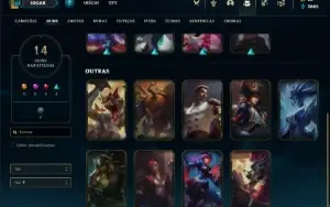 Conta Unranked com 55 Champs e 14 Skins + 2 Fragmentos