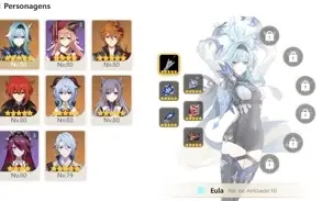 CONTA GENSHIN AR 55⭐9 LENDÁRIOS⭐3 ARMAS 5⭐GANYU+AMOS,EULA+A5