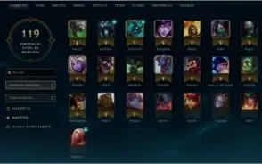 CONTA GOLD 2 - 43 CAMPEÕES - 9 SKINS