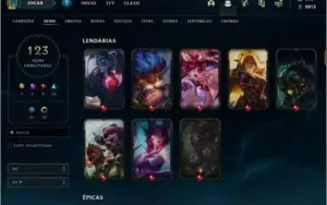 CONTA LEAGUE OF LEGENDS EX DIAMOND MUITAS SKINS E BARATA !!