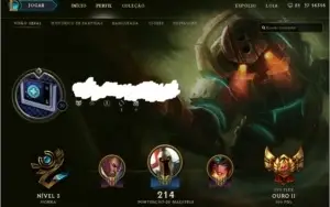 Conta LoL - 64 champs/27 skins - Ouro3 (SoloQ)/Ouro2 (Flex)
