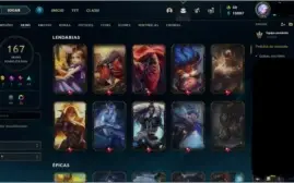 Vendo conta no LOL com 167 skins, todos os champs e 15k EA