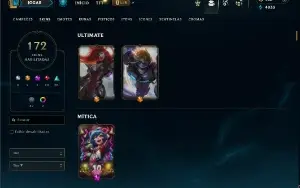 Esmeralda 4 com TODOS os champs e 172 Skins ( ADC / JG )