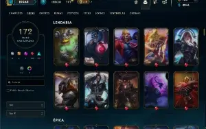 Esmeralda 4 com TODOS os champs e 172 Skins ( ADC / JG )