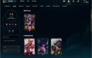 Conta prata 3 com 14 skins e 46 champs