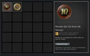 CONTA ANTIGA STEAM COM MEDALHAS 5 E 10 ANOS DE SERVIÇO