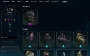 Conta LOL Diamante 1 500+ skins