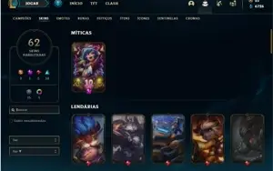 Conta Prata 3 com 62 Skins e 95 Champs