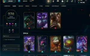 Esmeralda 4 com TODOS os champs e 270 Skins (SUP / JG / TOP)
