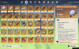 Genshin Impact - Ar56 , 12 Personagens T5 E 3 Armas T5