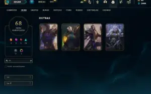 Conta Unranked com 80 Champs e 68 Skins