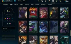 Conta Unranked com 80 Champs e 68 Skins