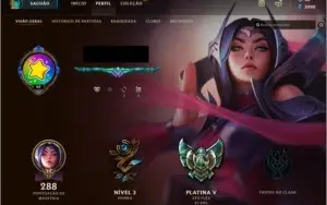 Conta League of Legends plat 5 todo os Champs e 56 Skins