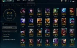 Conta League of Legends plat 5 todo os Champs e 56 Skins