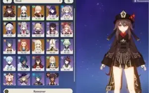 Genshin Impact AR 50 com Hutao e outros personagens