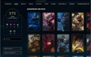Conta League Of Legends Platina 3 275 skins