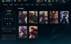 Ouro 2 com TODOS os champs e 108 Skins + 7 Vitoriosas + Rara