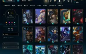 Ouro 2 com TODOS os champs e 108 Skins + 7 Vitoriosas + Rara
