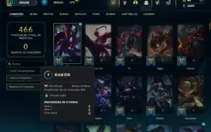 Ouro 2 com TODOS os champs e 108 Skins + 7 Vitoriosas + Rara