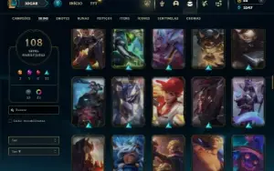 Ouro 2 com TODOS os champs e 108 Skins + 7 Vitoriosas + Rara
