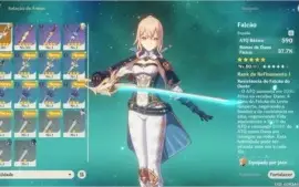 Conta Genshin Ar 45 Diluc, Mona, Qiqi, Jean E 2 Armas 5*