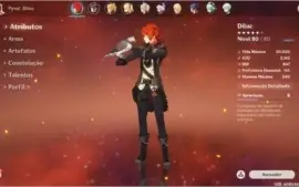 Conta Genshin Ar 45 Diluc, Mona, Qiqi, Jean E 2 Armas 5*