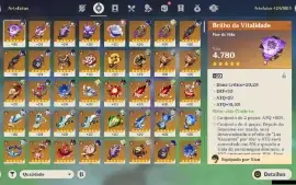 Genshin Impact - Ar56 , 10 Personagens T5 E 2 Armas T5